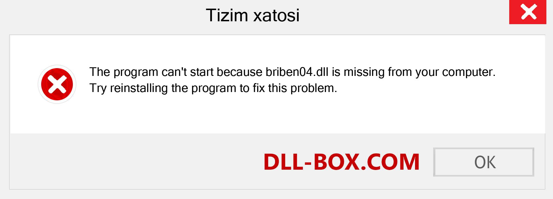 briben04.dll fayli yo'qolganmi?. Windows 7, 8, 10 uchun yuklab olish - Windowsda briben04 dll etishmayotgan xatoni tuzating, rasmlar, rasmlar